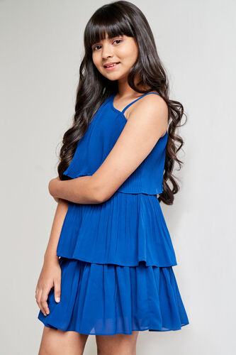 Teal Solid Flared Dress, Teal, image 3